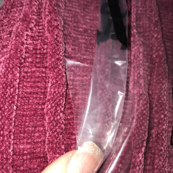 Anybody Women's Patterned Chenille Open Front Cardigan Deep Berry - Picture 5 of 5